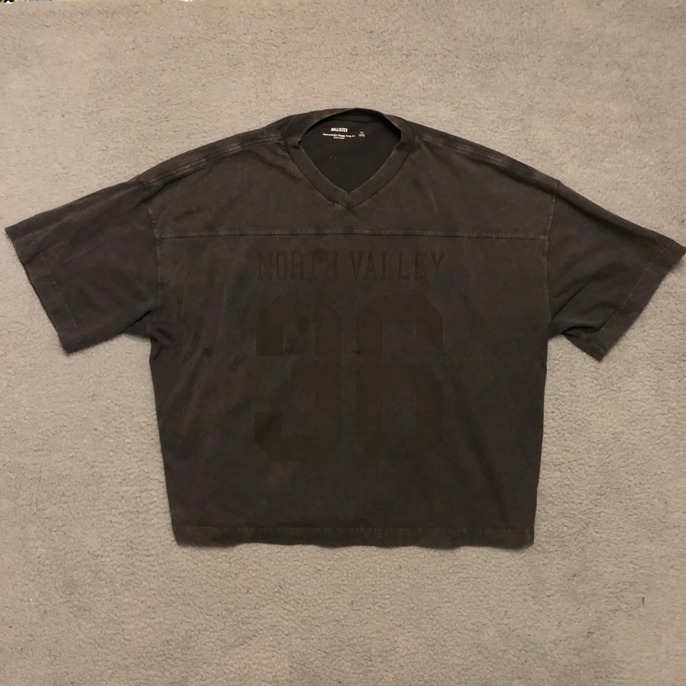 Hollister North Valley 36 Heavyweight Baggy Crop T-Shirt Faded Black XL Boxy